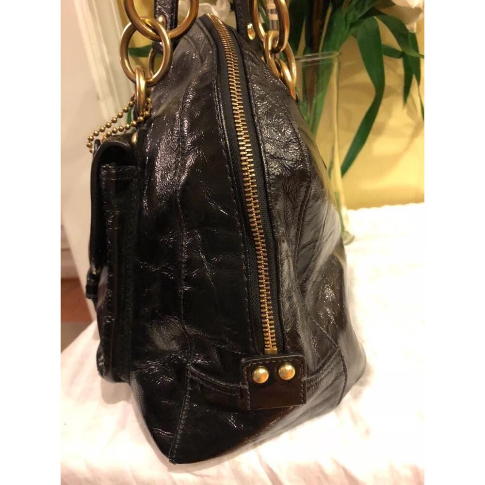 Coach13134 soho Large Courtney Domed BLACK Patent Leather Satchel Bag (bag150 - Picture 5 of 11